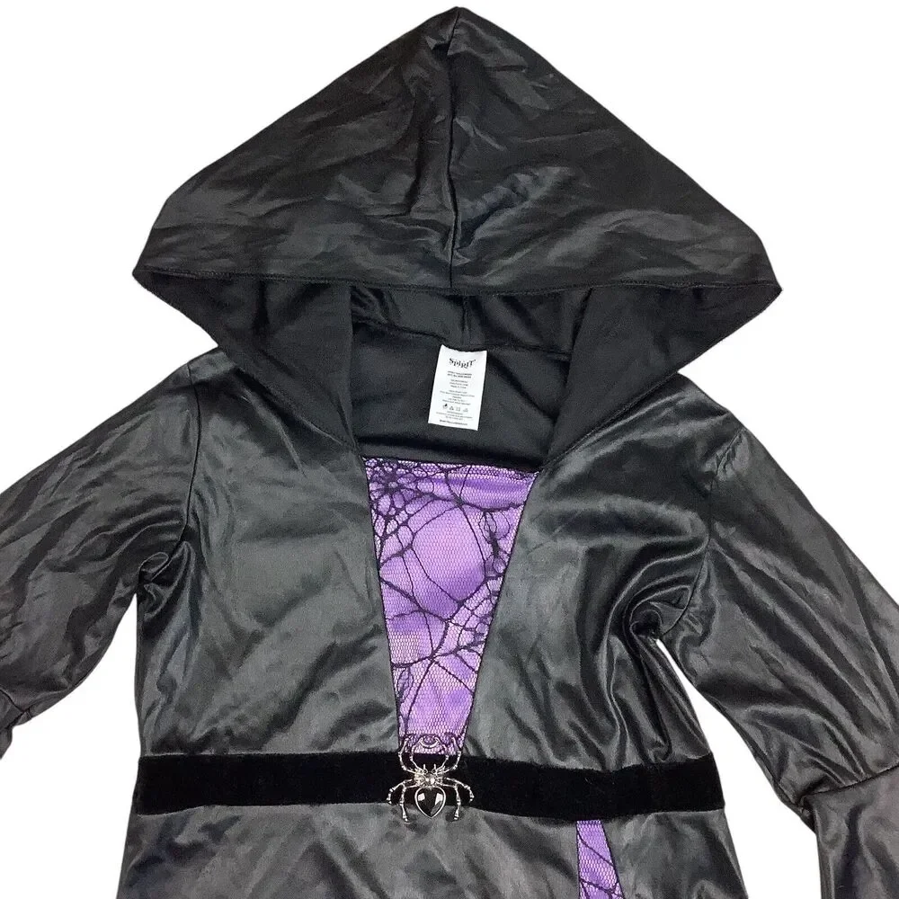 Spirit Halloween Sorceress Witch Hooded Dress Costume Girls XL 14 - 16 Spider